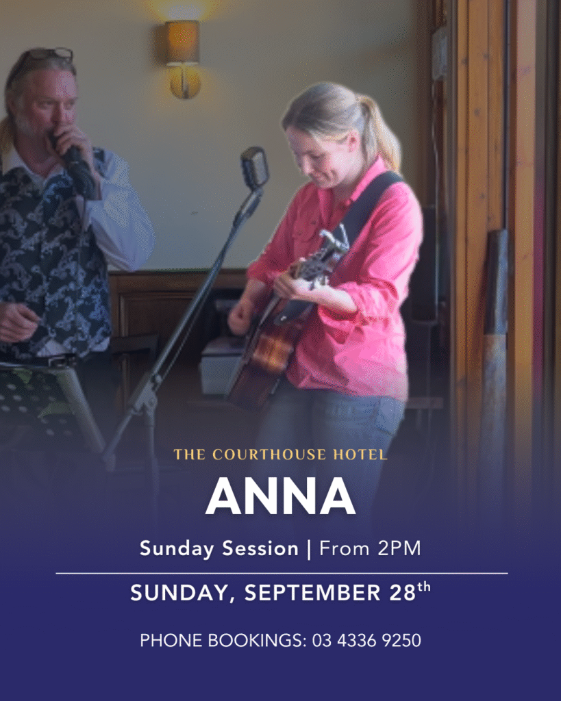 Anna performing live music for her first show at The Courthouse Hotel Smythesdale during Sunday Session.