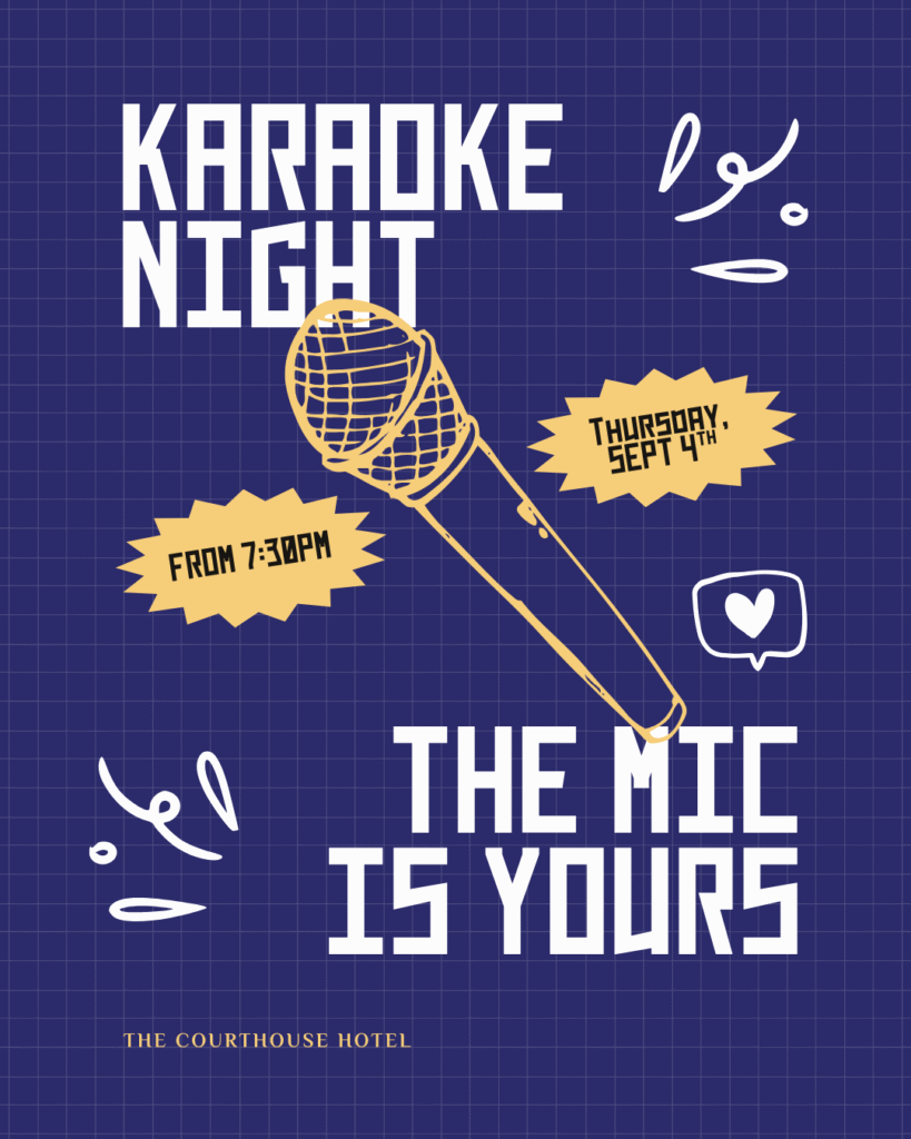 Microphone on stage ready for Karaoke Night at The Courthouse Hotel Smythesdale.