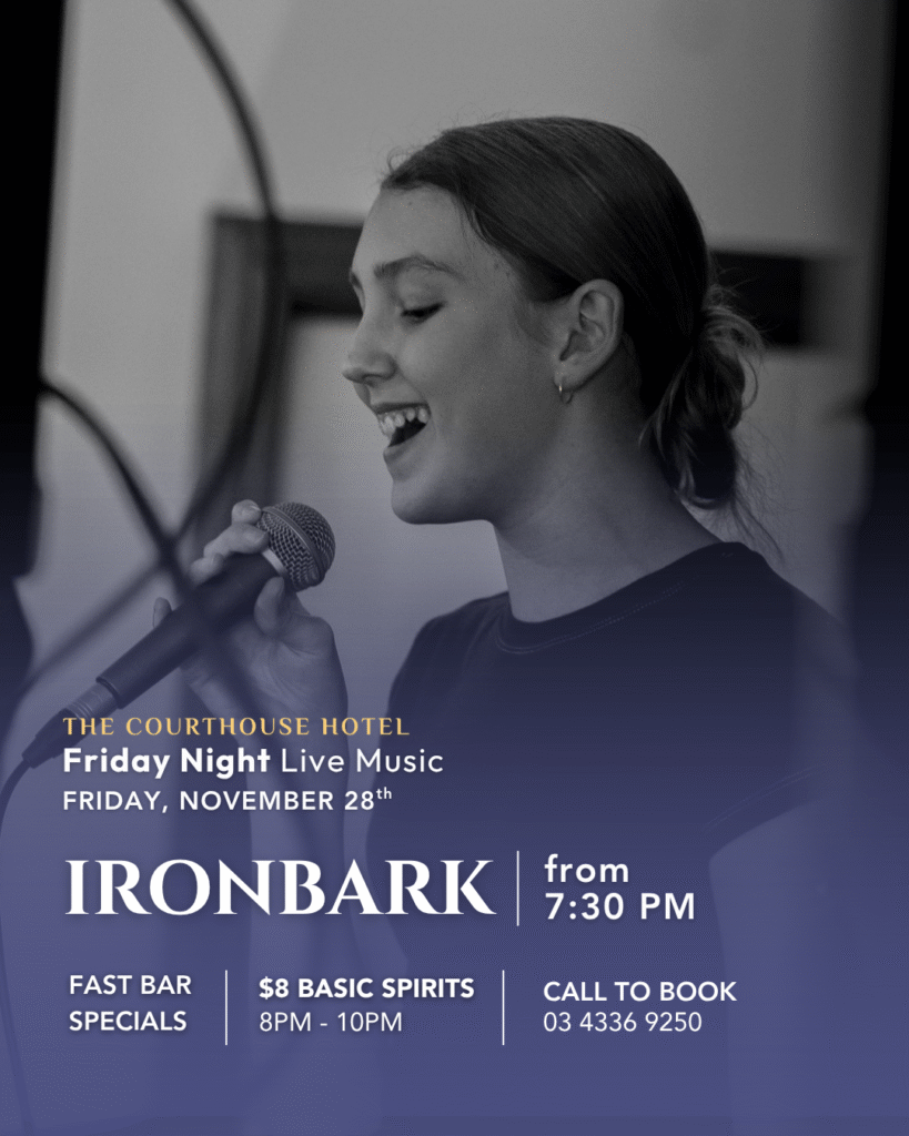 Ironbark performing live on stage at The Courthouse Hotel Smythesdale during Friday Night Live Music.