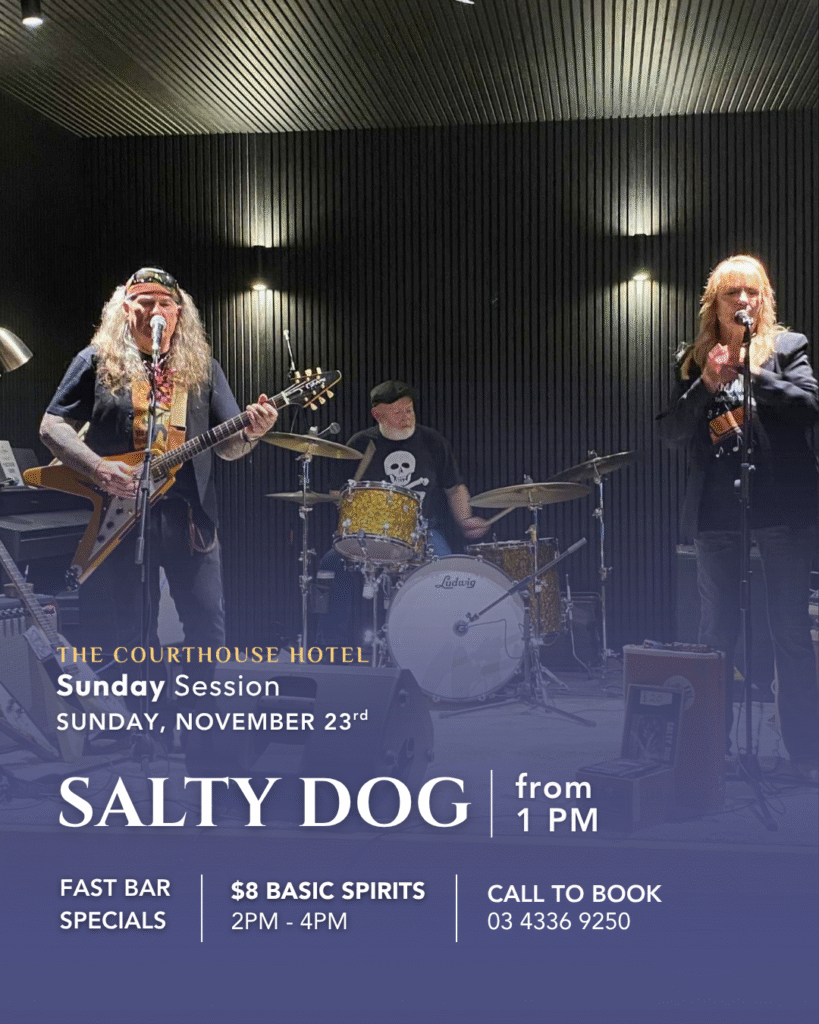 Rock band Salty Dog playing live at The Courthouse Hotel Smythesdale during a Sunday Session.