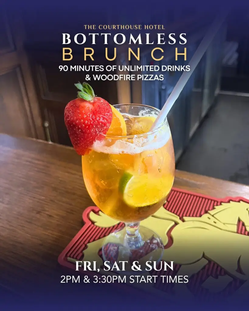 Bottomless Brunch at The Courthouse Hotel Smythesdale with $70pp 90 minutes unlimited drinks and woodfired pizzas
